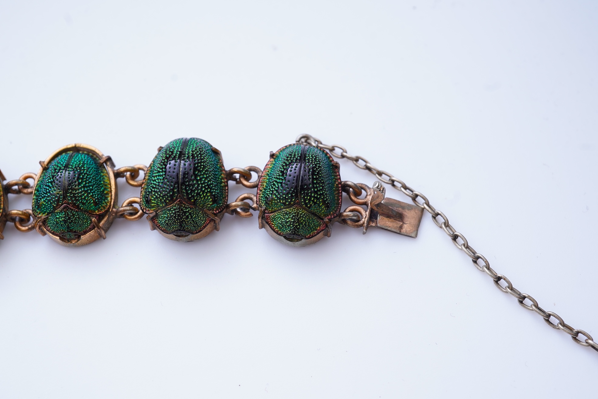 A Victorian beetle carapace bracelet, mid 19th century